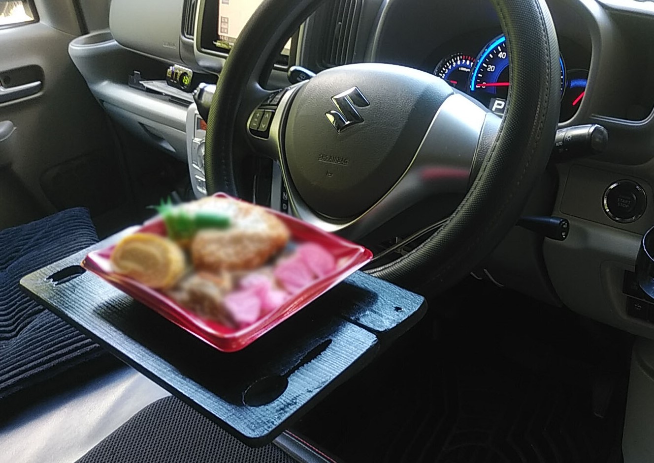 便利 運転席でお弁当 Pc 自作 ステアリング簡単装着テーブル Ss Kinkonエブリイぶらり